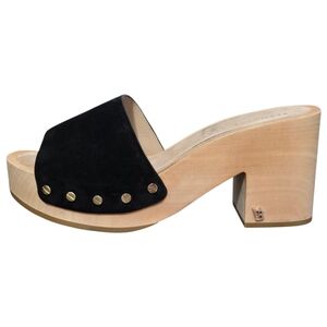 Veronica Beard Hannalee Black Suede Platform Slide Clog Sandals Size 8 M